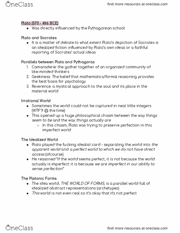 PSYCO303 Lecture Notes - Lecture 2: Pythagoreanism, Christian Mortalism thumbnail