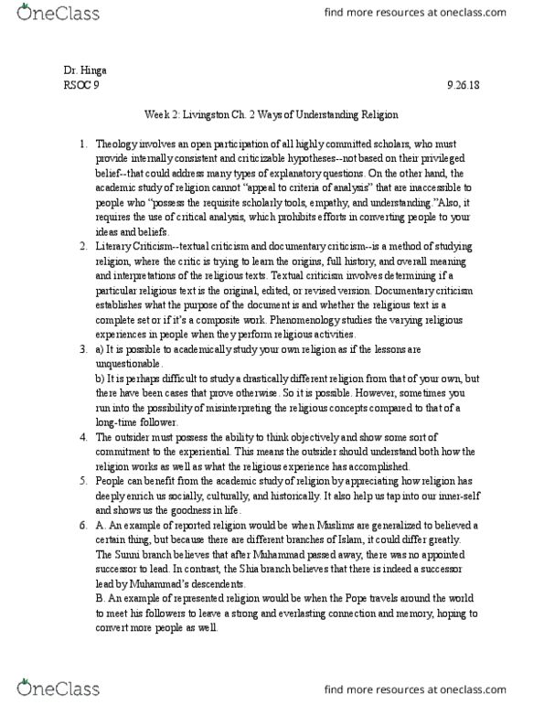RSOC 9 Chapter Notes - Chapter 2: Textual Criticism, Religious Text, Revised Version thumbnail