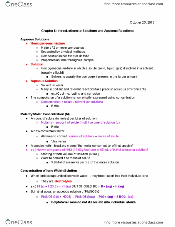 01:160:161 Lecture Notes - Lecture 8: Lead(Ii) Nitrate, Ionic Compound, Molar Concentration thumbnail