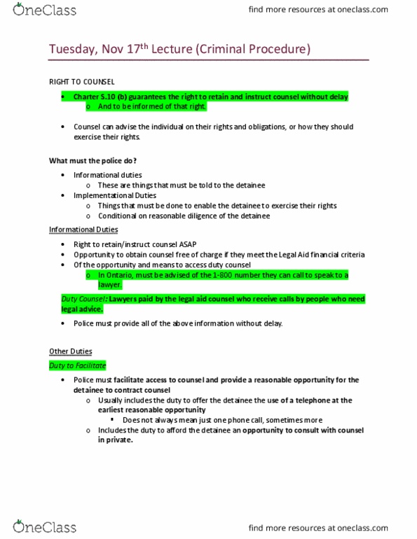 Law 2101 Lecture Notes - Lecture 16: Duty Counsel thumbnail