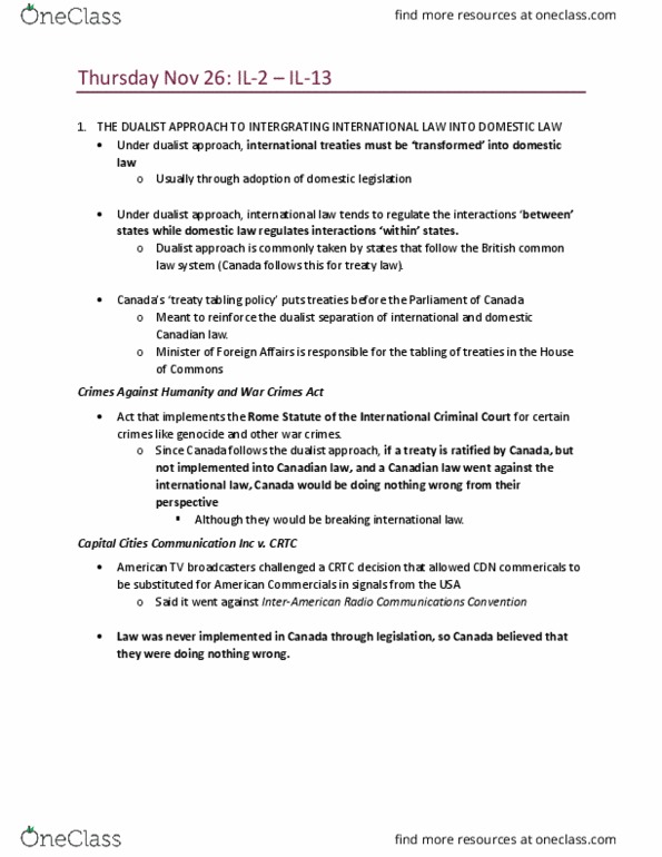 Law 2101 Chapter Notes - Chapter 19: International Criminal Court, Rome Statute Of The International Criminal Court, Interleukin 13 thumbnail