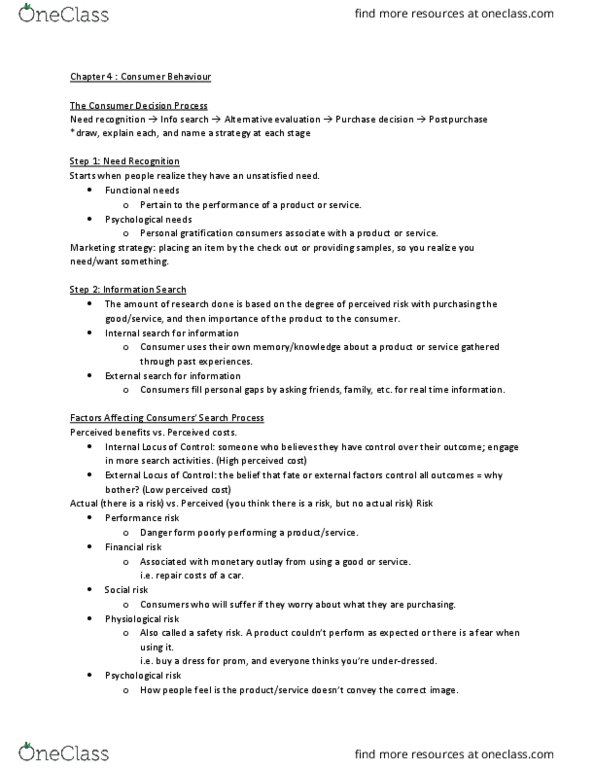 ADM 2320 Chapter Notes - Chapter 4: Financial Risk, Marketing Strategy, User Friendly thumbnail