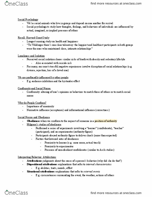 PSY100H1 Lecture Notes - Lecture 11: Social Proof, Observer-Expectancy Effect thumbnail