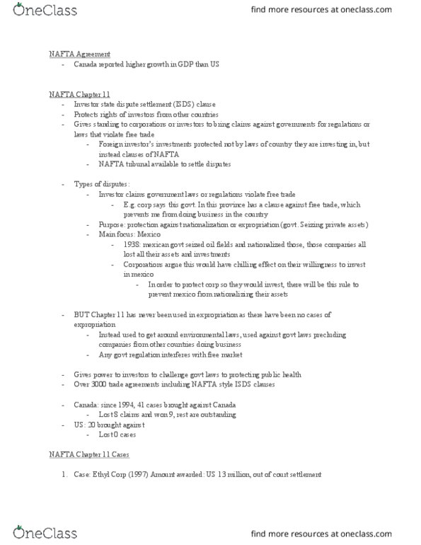 POL101Y1 Lecture Notes - Lecture 10: Ethyl Corporation, North American Free Trade Agreement, Overfishing thumbnail