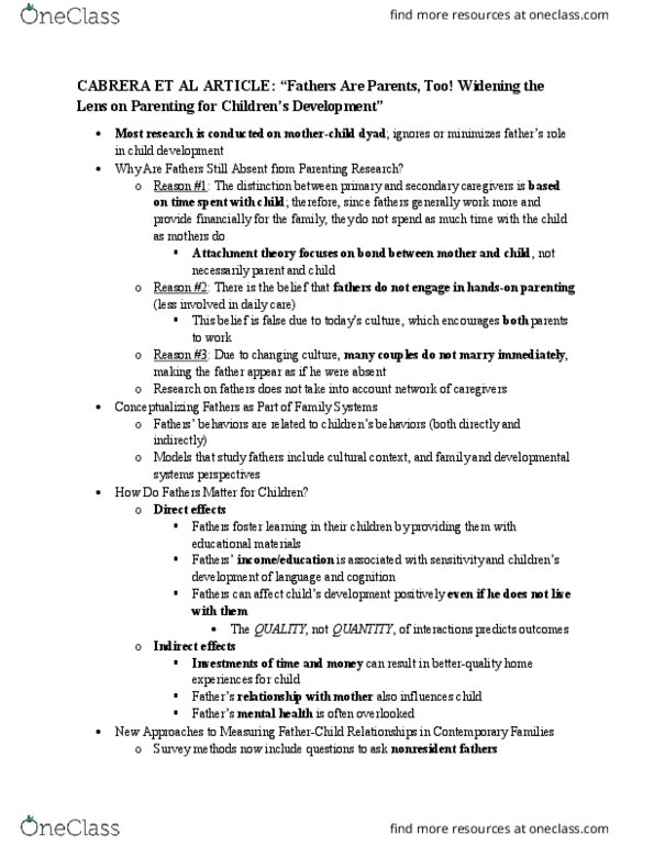 HDE 100A Chapter Notes - Chapter Research Article: Family Therapy, Attachment Theory thumbnail