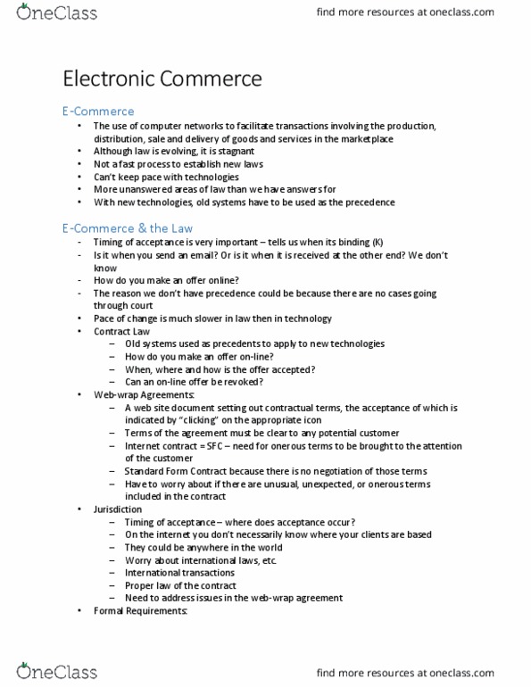 BU231 Lecture Notes - Lecture 1: E-Commerce, Cybersquatting, Intangible Property thumbnail