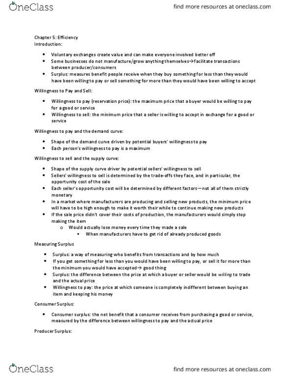 ECON 200 Lecture Notes - Lecture 1: Economic Surplus, Demand Curve, Reservation Price thumbnail