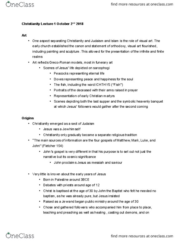 HUMA 1860 Lecture Notes - Lecture 5: Funerary Art, Toleration, Messiah In Judaism thumbnail