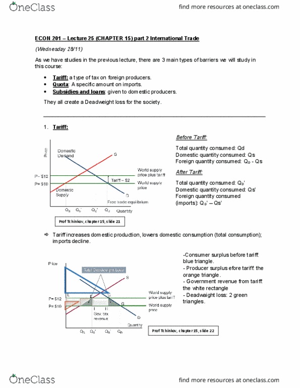 ECON 201 Lecture Notes - Lecture 25: Deadweight Loss, Economic Surplus, World Trade Organization cover image