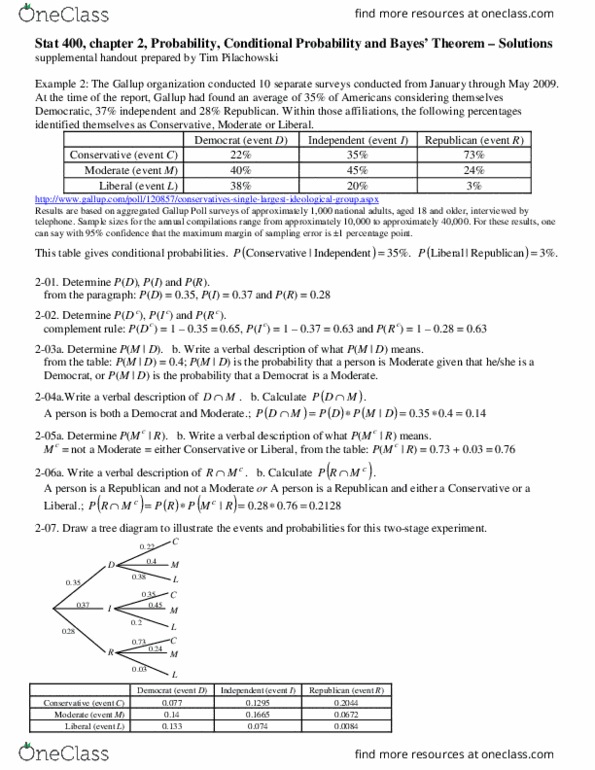 STAT 400 Lecture Notes - Lecture 1: Conditional Probability thumbnail