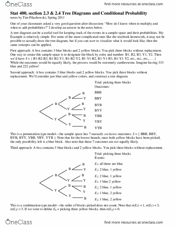 STAT 400 Lecture Notes - Lecture 1: Sample Space, Conditional Probability, Tartrazine thumbnail