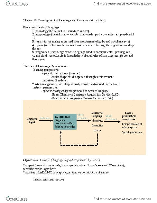 Psychology 2040A/B Chapter Notes - Chapter 10: Linguistic Universal, Pragmatics, Operant Conditioning thumbnail