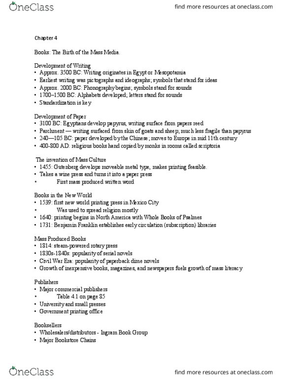 JRL 101 Chapter Notes - Chapter 4: Rotary Printing Press, Scriptorium, Oracle Bone Script thumbnail