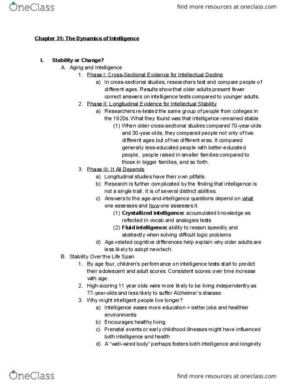 PSY 111 Chapter Notes - Chapter 31: Fluid And Crystallized Intelligence, Longitudinal Study, Social Skills thumbnail