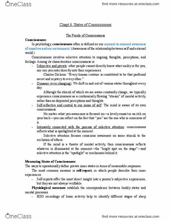 Psychology 1000 Chapter 6: States of Consciousness thumbnail