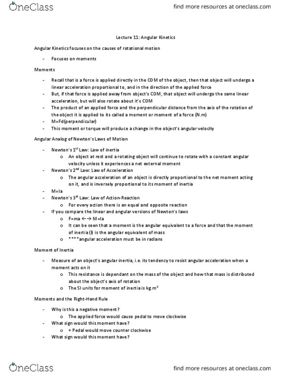 PHED-2116EL Lecture Notes - Lecture 11: Angular Acceleration, Angular Velocity, International System Of Units thumbnail