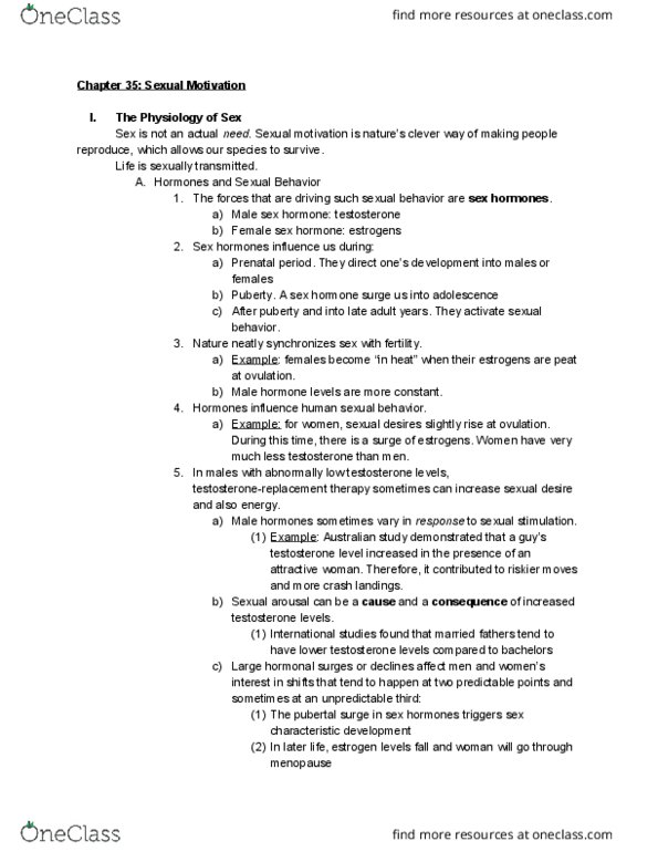 PSY 111 Chapter Notes - Chapter 35: Aphrodisiac, Sex Steroid, Human Sexual Activity thumbnail