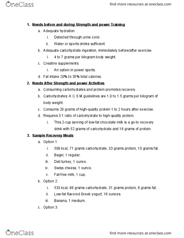 NUTR 132 Lecture Notes - Lecture 10: Creatine Supplements, Strained Yogurt, Kilogram thumbnail