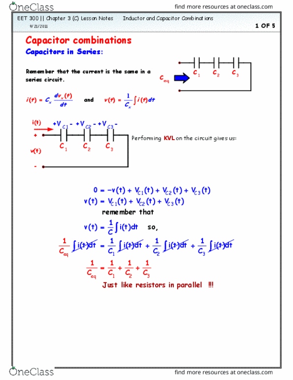 EET 300 Lecture Notes - Lecture 5: Capacitor, Current Divider, Inductor thumbnail