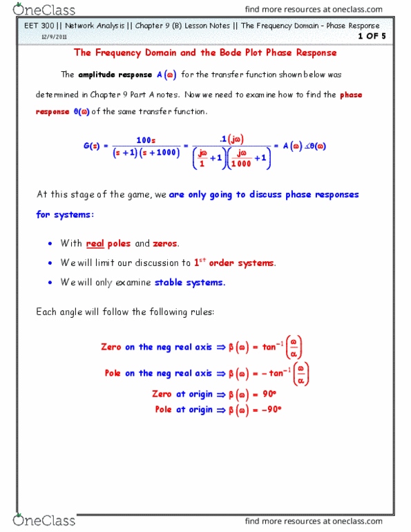 EET 300 Lecture Notes - Lecture 19: Phase Response, Tranche, Matlab thumbnail