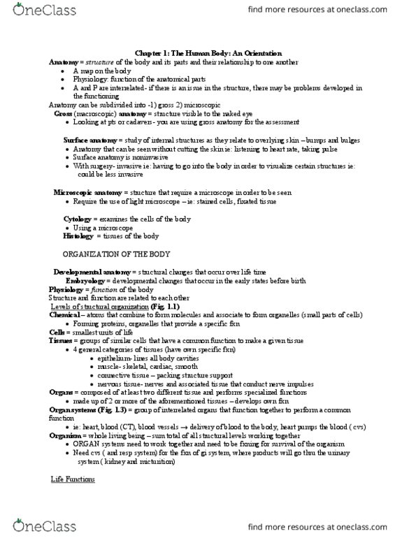 BLG 10A/B Lecture Notes - Lecture 1: Histology, Gross Anatomy, Concurrent Versions System thumbnail