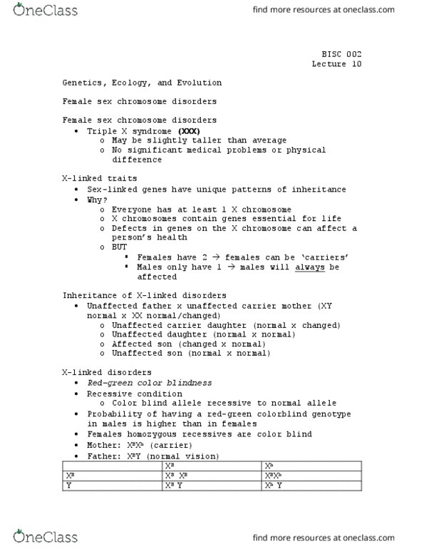 BISC 2 Lecture Notes - Lecture 10: Color Blindness thumbnail