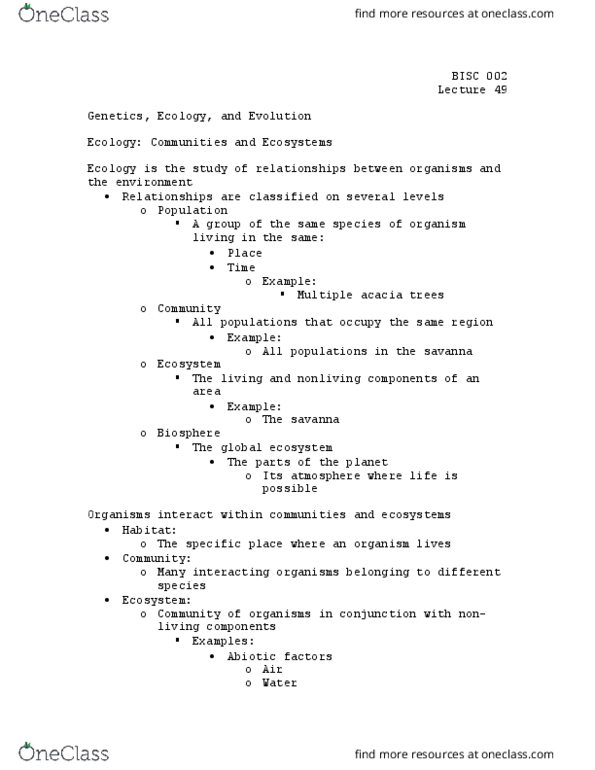 BISC 2 Lecture Notes - Lecture 49: Population Ecology, Keystone Species thumbnail