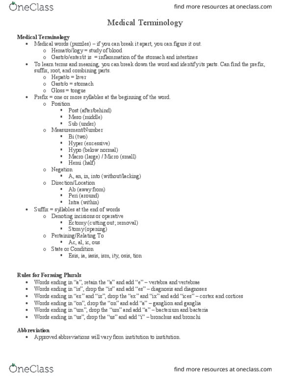 NUTR-4240 Lecture Notes - Lecture 1: Hematology, Abbreviation, Bronchus thumbnail