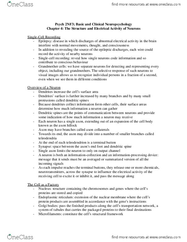 PSYCH 2NF3 Chapter Notes - Chapter 4: Tetraethylammonium, Tetrodotoxin thumbnail