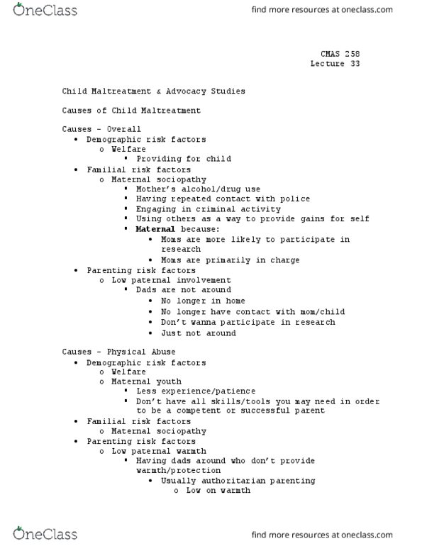 CMAS 258 Lecture Notes - Lecture 33: Unintended Pregnancy thumbnail