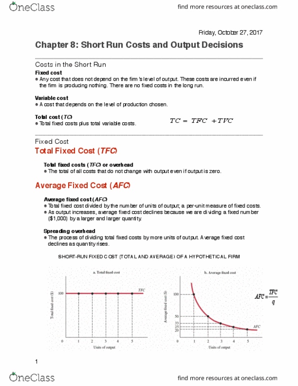 ECON 102 Lecture Notes - Lecture 4: Average Cost, Average Variable Cost, Fixed Cost thumbnail