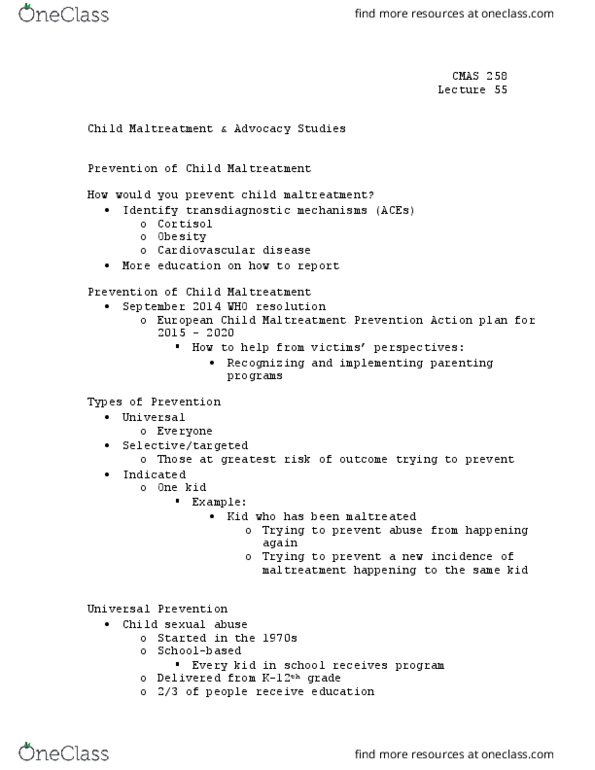 CMAS 258 Lecture Notes - Lecture 55: Cardiovascular Disease, Cortisol, Proxemics thumbnail