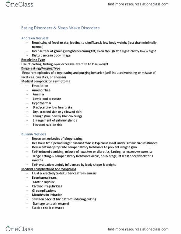PSY 1205 Lecture Notes - Lecture 1: Tooth Enamel, Binge Eating, Hypotension thumbnail