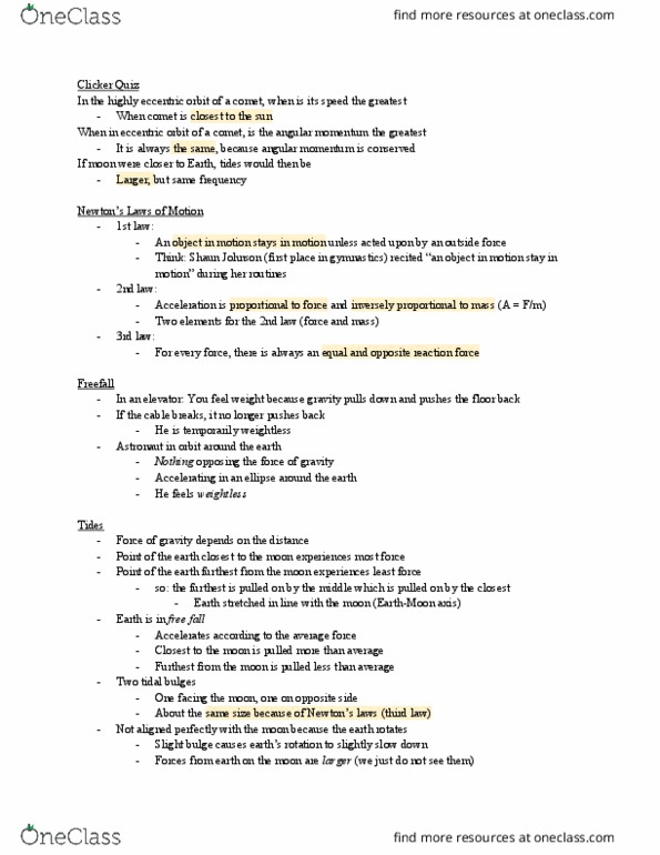 AST101H1 Lecture Notes - Lecture 8: Shaun Johnson, Ellipse, Tide thumbnail