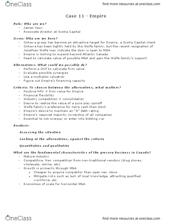 AFM373 Lecture Notes - Lecture 11: Scotiabank, Oshawa Group, Net Present Value thumbnail