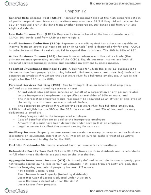 AFM362 Chapter Notes - Chapter 12: Income Property, Property Income, Personal Services thumbnail