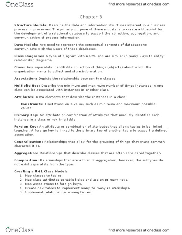 AFM341 Chapter Notes - Chapter 3: Foreign Key, Unique Key, Business Process thumbnail