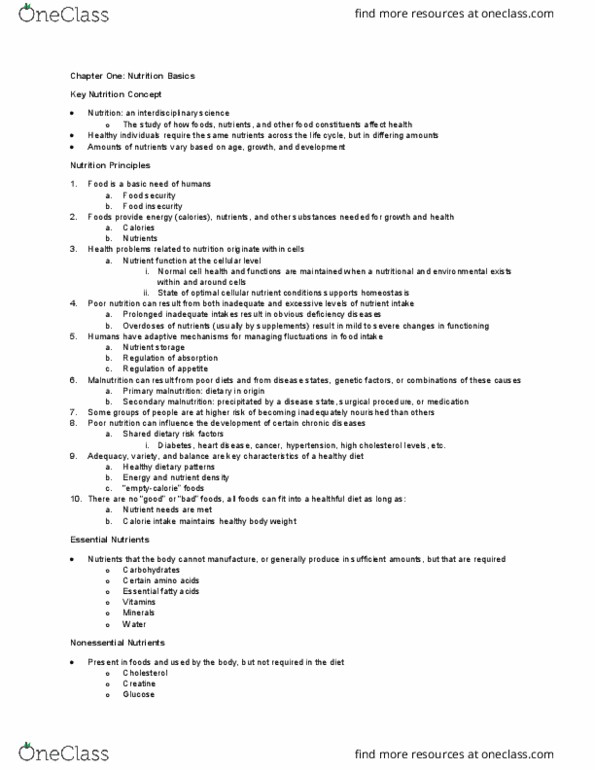 NTDT305 Lecture Notes - Lecture 1: Nutrient Density, Malnutrition, Calorie thumbnail