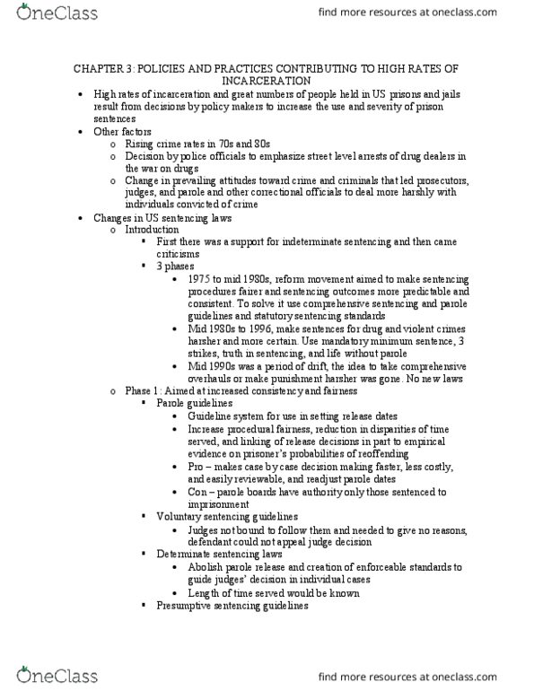CRM/LAW C106 Chapter Notes - Chapter 3: Mandatory Sentencing thumbnail