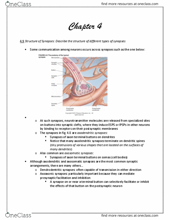 PSYO 230 Chapter Notes - Chapter 4: Axon Terminal, Serotonergic, Muscarine thumbnail