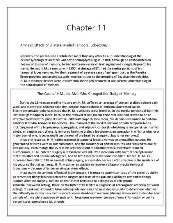 PSYO 230 Chapter 11: Learning, Memory and Amnesia thumbnail