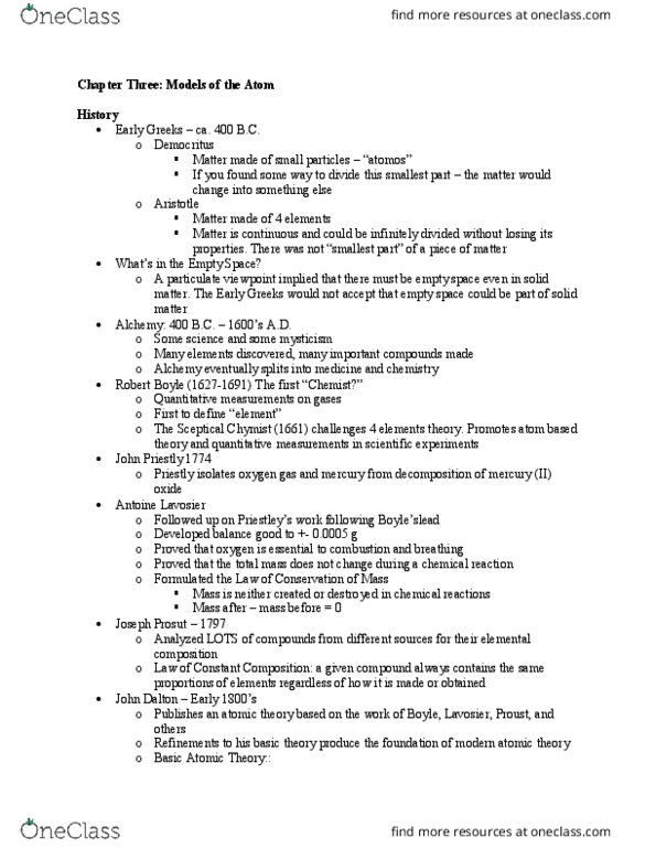 CHEM 10052 Lecture Notes - Lecture 3: The Sceptical Chymist, Bohr Model, Vacuum Tube thumbnail