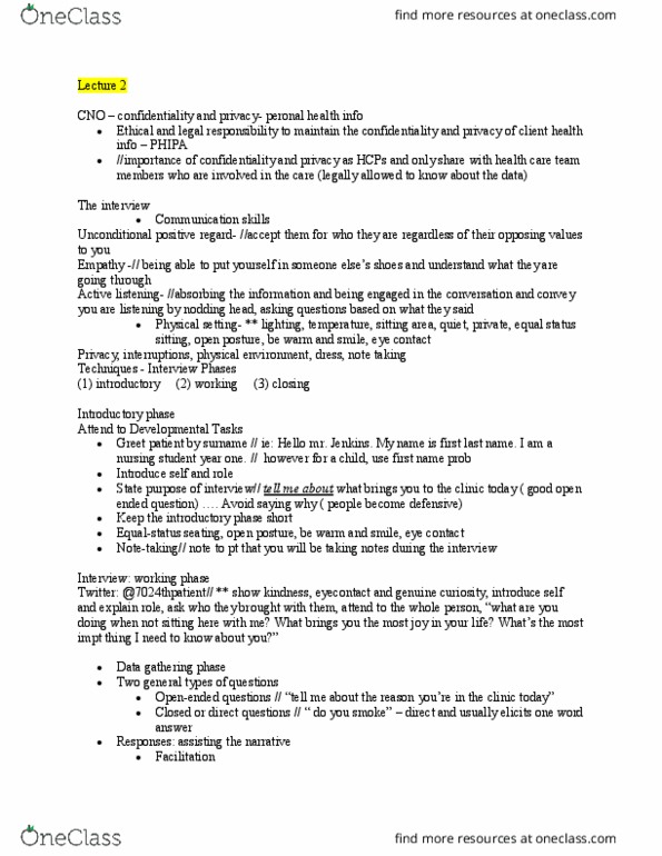 NSE 13A/B Lecture Notes - Lecture 2: Unconditional Positive Regard, Note-Taking, Active Listening thumbnail