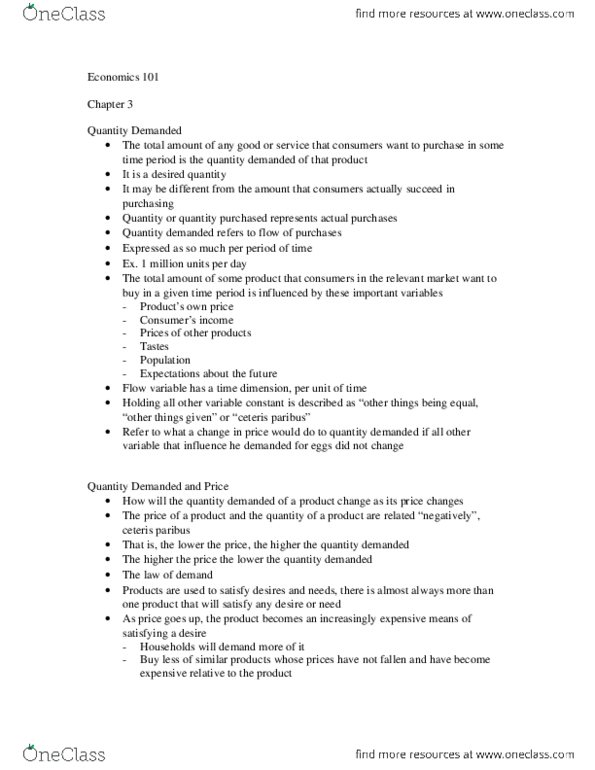 ECON 101 Chapter Notes - Chapter 3: Ceteris Paribus thumbnail