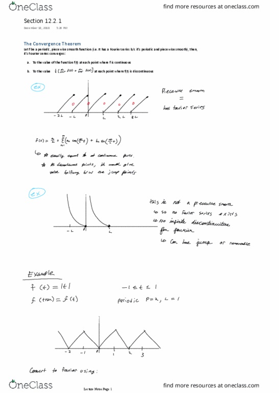 Applied Mathematics 2270A/B Lecture Notes - Lecture 28: Piecewise, Fourier Series thumbnail
