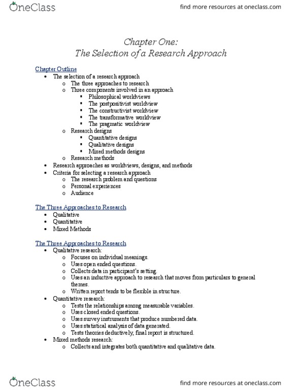 PSY 3010 Lecture Notes - Lecture 1: Qualitative Research, Quantitative Research, Pragmatism thumbnail