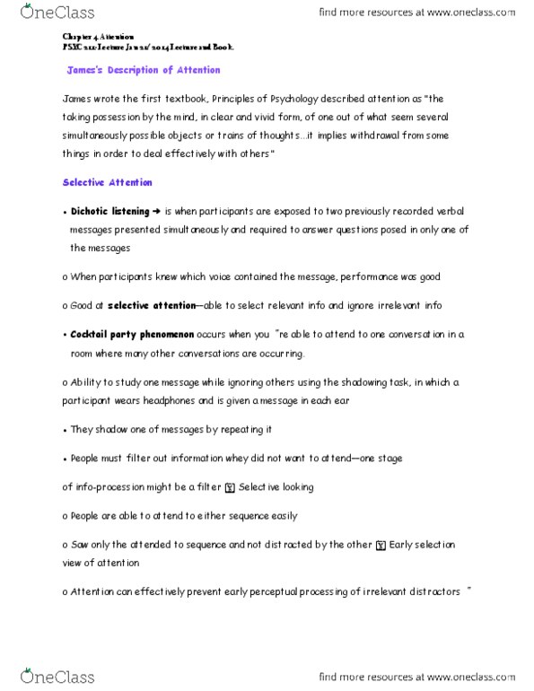 PSYC 213 Chapter Notes - Chapter 4: Stroop Effect, Dorsolateral Prefrontal Cortex, Speech Shadowing thumbnail