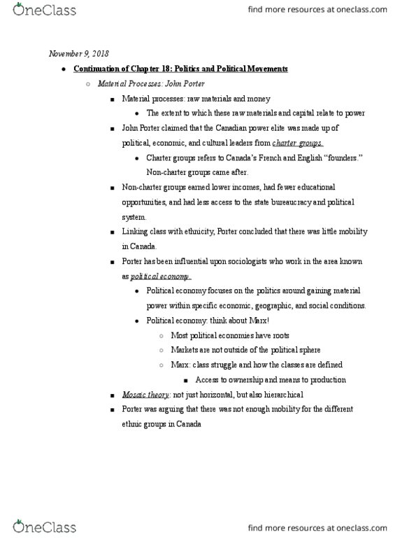 SOC100 Lecture Notes - Lecture 26: Elite, Class Conflict, Counterhegemony thumbnail