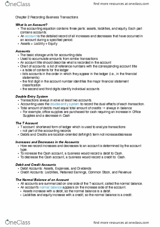 ACCTG 211 Lecture Notes - Lecture 2: Accounting Equation, Retained Earnings, Asset thumbnail