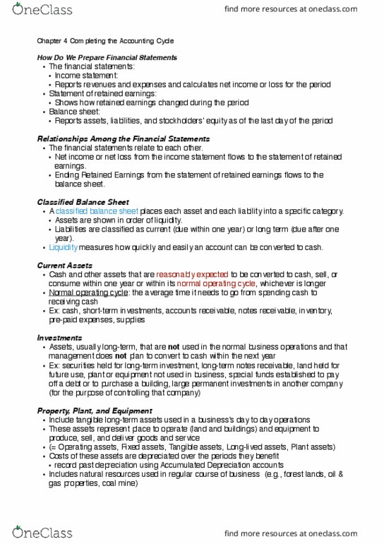 ACCTG 211 Lecture Notes - Lecture 4: Accounting Information System, Retained Earnings, Deferral thumbnail